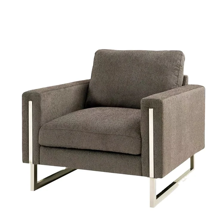Мебель для гостиной комнаты, стул из нержавеющей стали с тканевым акцентом, оптовая продажа, кресло для отдыха в отеле, диван-стул