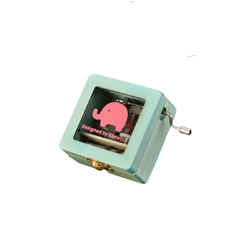 Birthday Christmas New Year Gifts for Children Ballerina Music Jewellery Box Printed Wooden hand crank music box