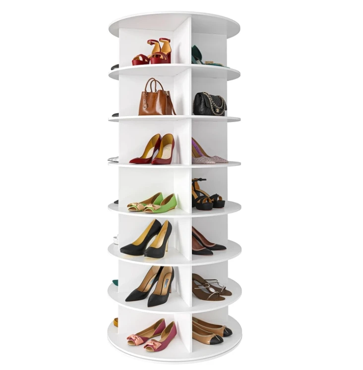 7 Tier Rotating Shoe Rack Tower, Revolving 360 Shoe Rack Storage Round Carousel, Vertical Handbag Rotate Closet Organization