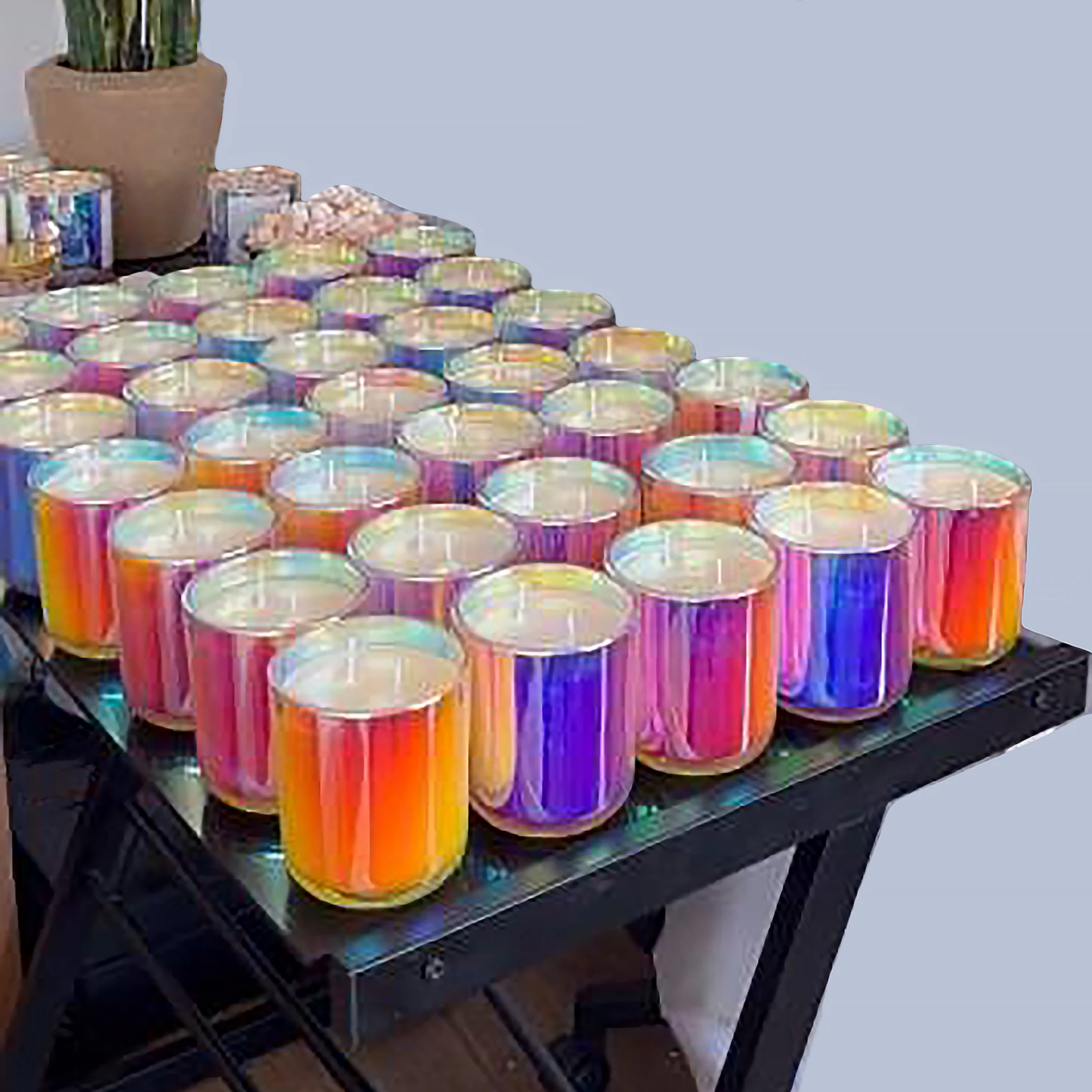 Christmas 8oz 10oz 4oz Iridescent Candle Jar Electro Size Large Big Glass Containers For Candles Customized Personal Logo