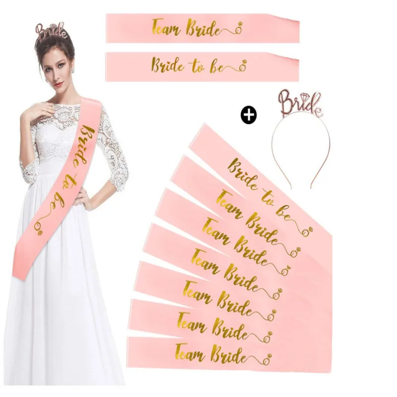 Bride to be Amazon Hot Bride To Be Single Party Bridal Shoulder Belt Etiquette Hen Party Hot Strap Crown headdress