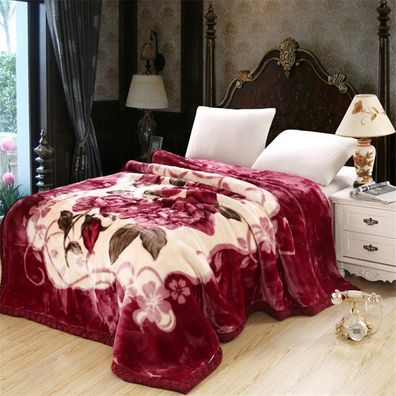 Lightweight Simple Printed Soft Fleece Blanket Home Winter Warm Plush Raschel Blanket For Bed
