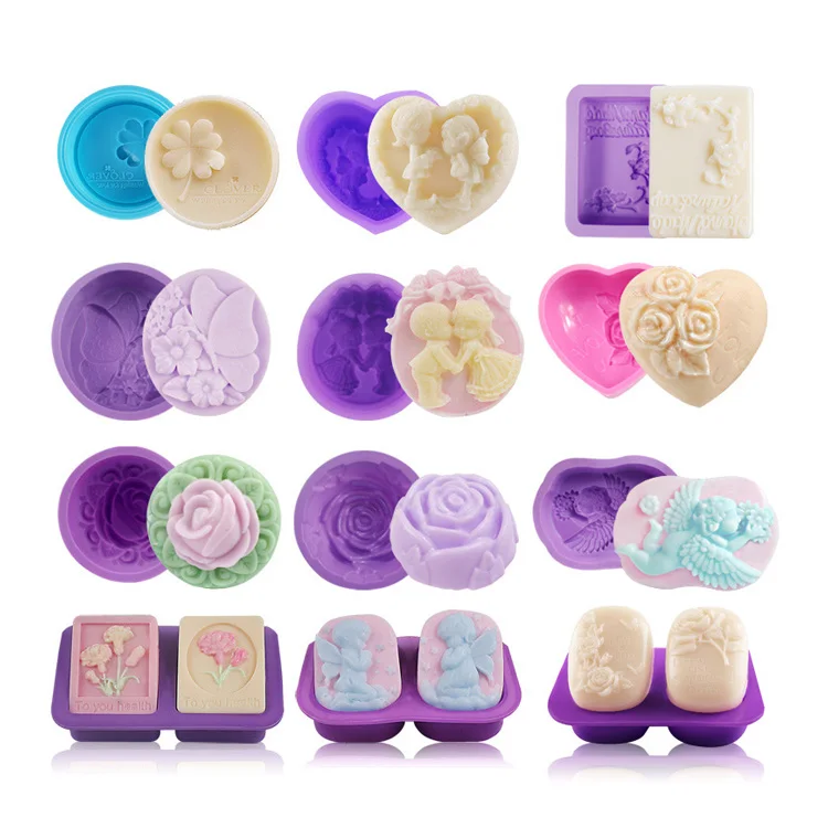 4 Cavities Olive Custom Soap Molds Flower Cake 100% Handmade Various Styles