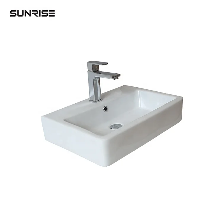  Moderm hotel family apartment Cabinet Countertop white color bathroom ceramic
