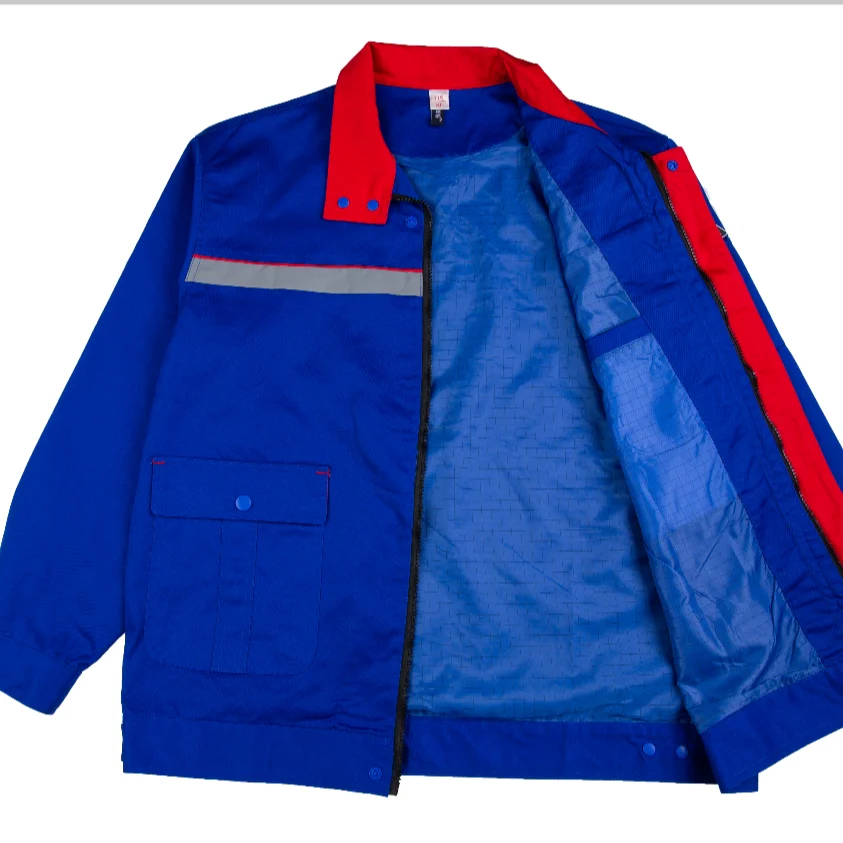 Grid Anti-static double-layer Polyester workwear for petrol station