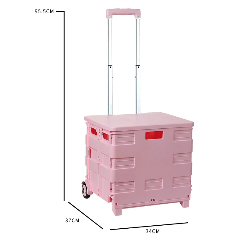 DRX Foldable Shopping Trolley Bag Folding Shopping Carts Portable Rolling Handcart