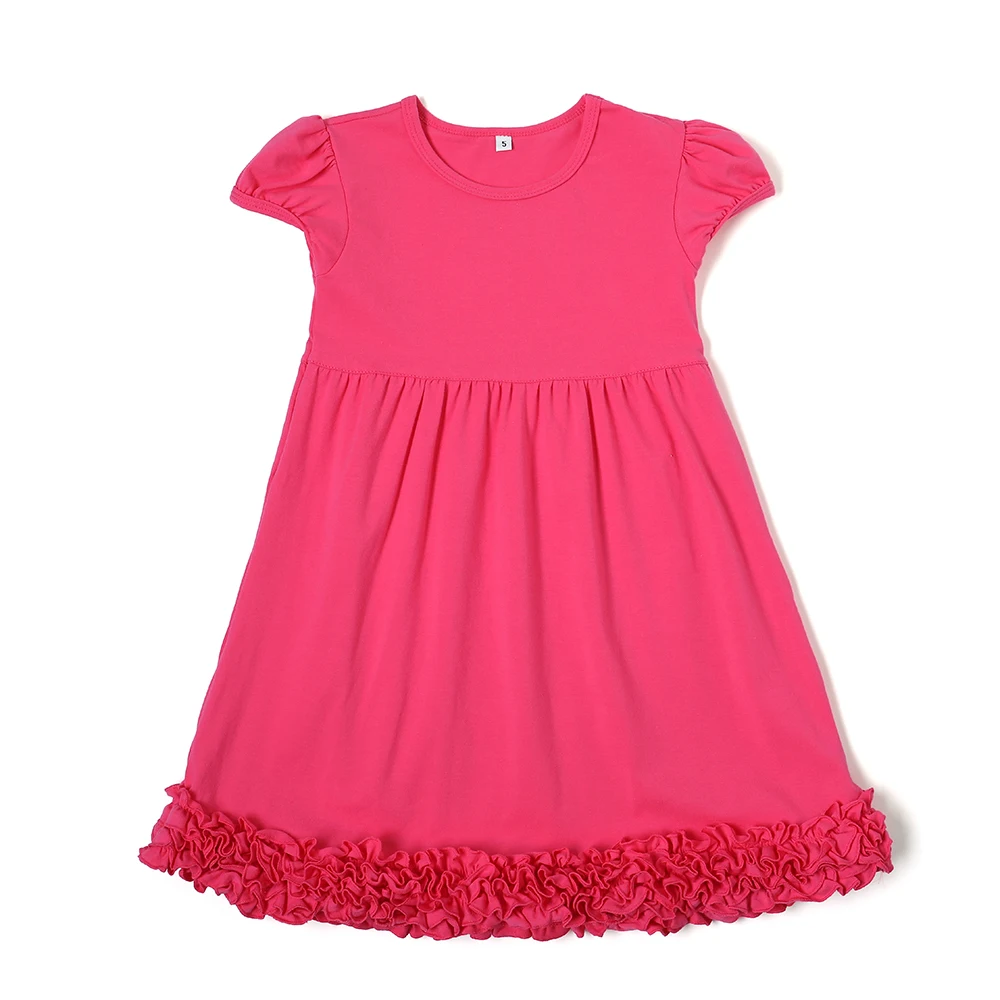 summer girl birthday clothes ruffle twirl dresses Blank Short Sleeve Empire Waist Ruffle Dress