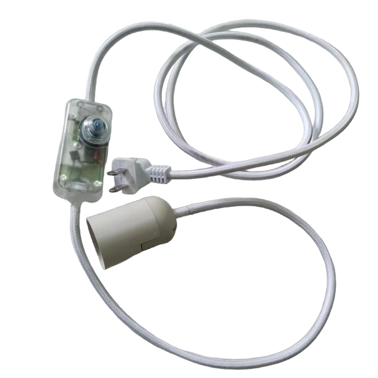 110-120v transparent color dimmer with white braided cable 90 angle US plug and E26 lamp holder