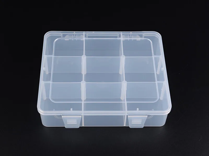 9 Grids Clear Organizer Box Big Plastic Storage Container with Adjustable Dividers for Beads Art DIY Crafts Jewelry Fishing