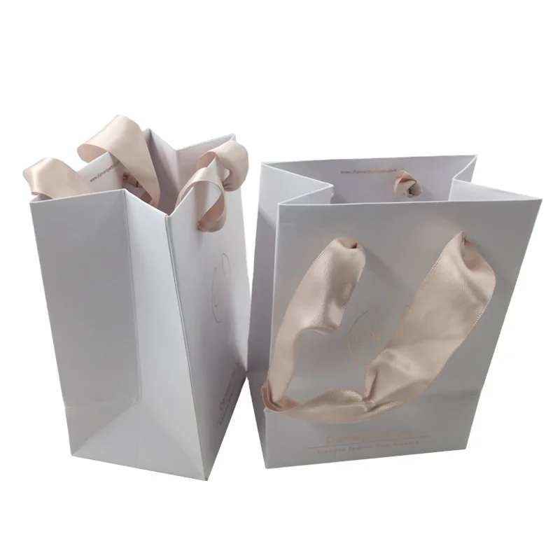 Shopping Paper Bag Printing Ribbon Luxury Paper Bag Custom Ribbon Luxury Paper Bag Custom for food