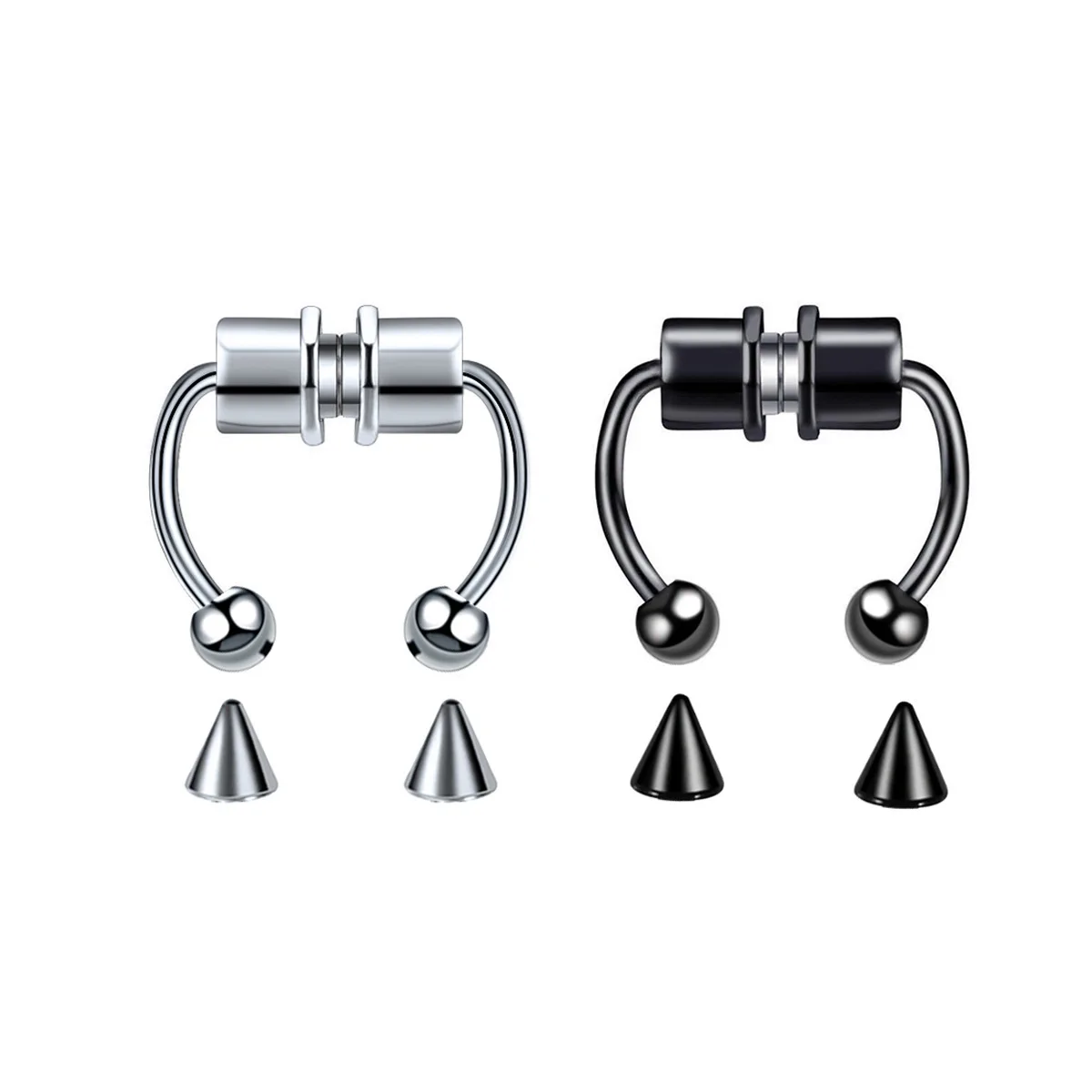 Nose Rings Stainless Steel Horseshoe Hoop Nose Ring Non Piercing Jewelry Magnetic Faux Septum Nose Rings