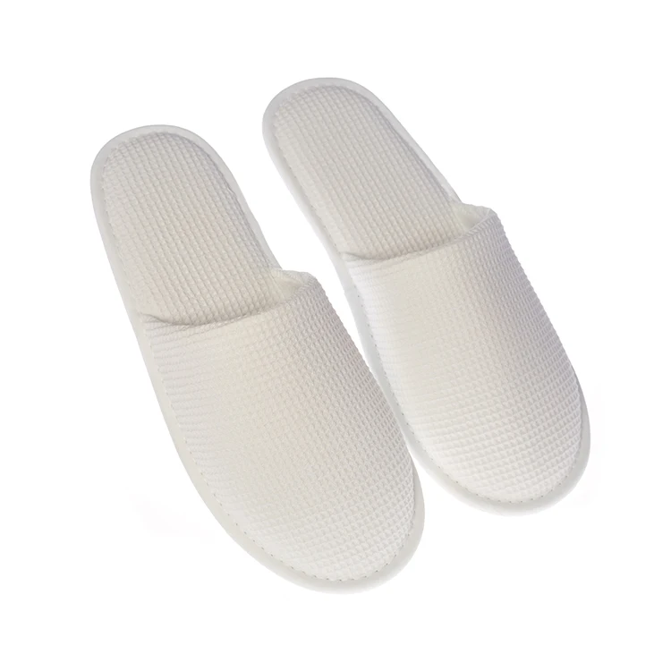 Customized logo white waffle disposable hotel slippers