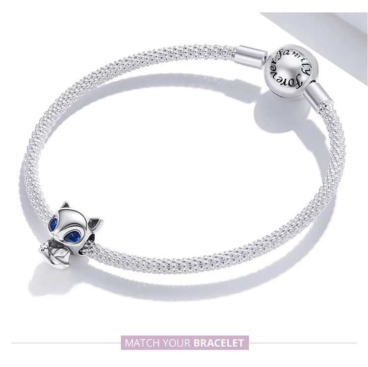 Cute Little Fox Charm Spacer Bead Jewelry 925 Sterling Silver Animal Charm Pendant for DIY Jewelry Making