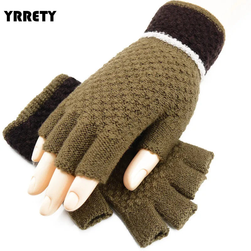 
YRRETY Unisex Outdoor Driving Knitted Men Fingerless Glove Warmer Women Woolen Knitwear Soft Half Finger Gloves Winter Gloves 