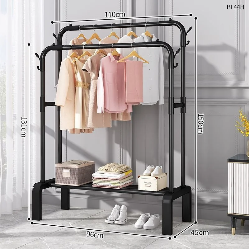 modern floor Double rod coat racks Folding Indoor Clothes Hanger stand cloth drying rack garment coat shoe laundry drying rack