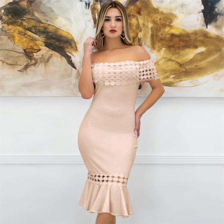 Ladies Fashionable Slim Casual Dresses Long Lace Fishtail Skirt Woman Dresses Formal Elegant Party Girls Party Dress