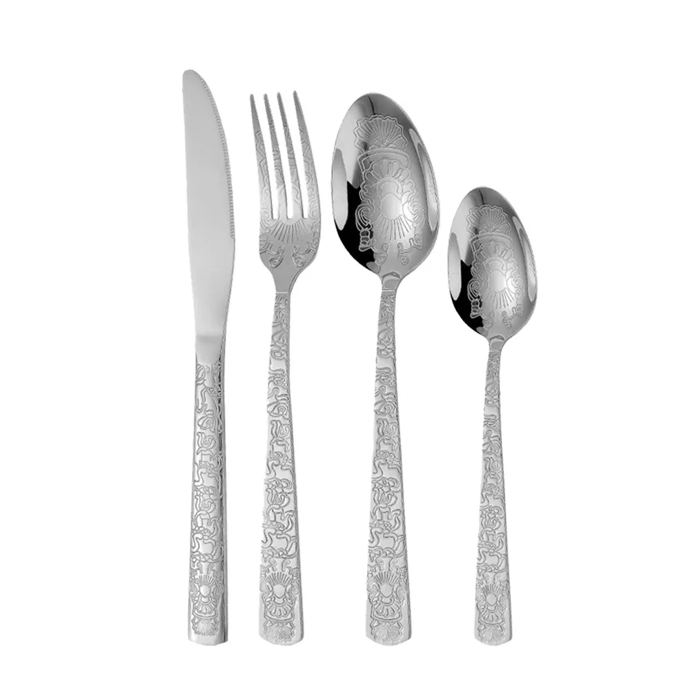 Hot Sale Gold Stainless Steel Cutlery For Wedding Gold Silverware Cutlery Set Knife Fork Spoon Set