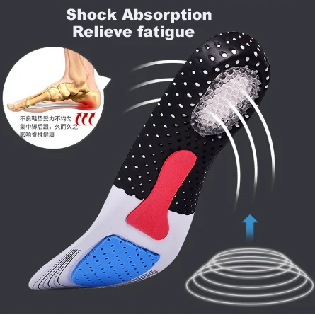 Men Women Sports Shoes Insoles Height Increasing Orthotic Insoles Shock Absorption Silicone Gel Shoe Insert.
