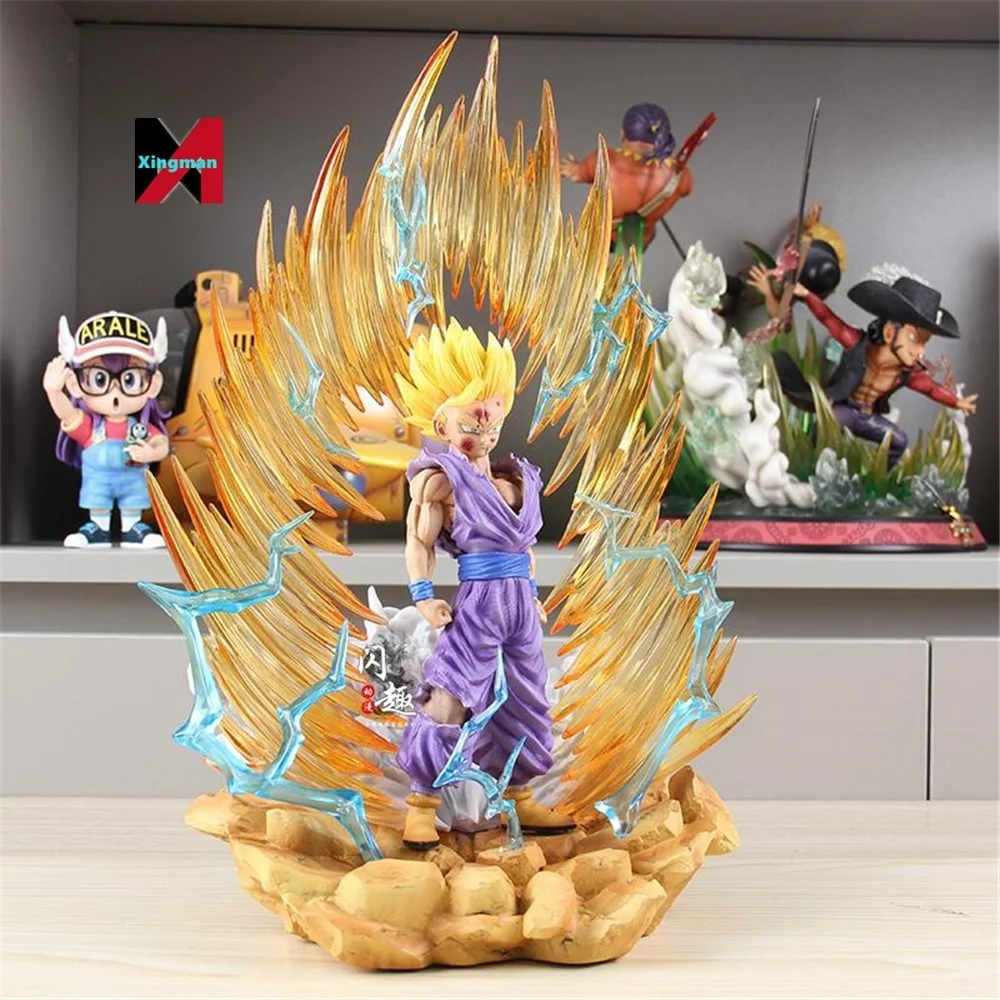 35cm Dragoned Ball Super Saiyan 2 Gohan 2 Heads Gohan Replaceable Head And Body Special Effect Figure Luminous Toy Boy Gift