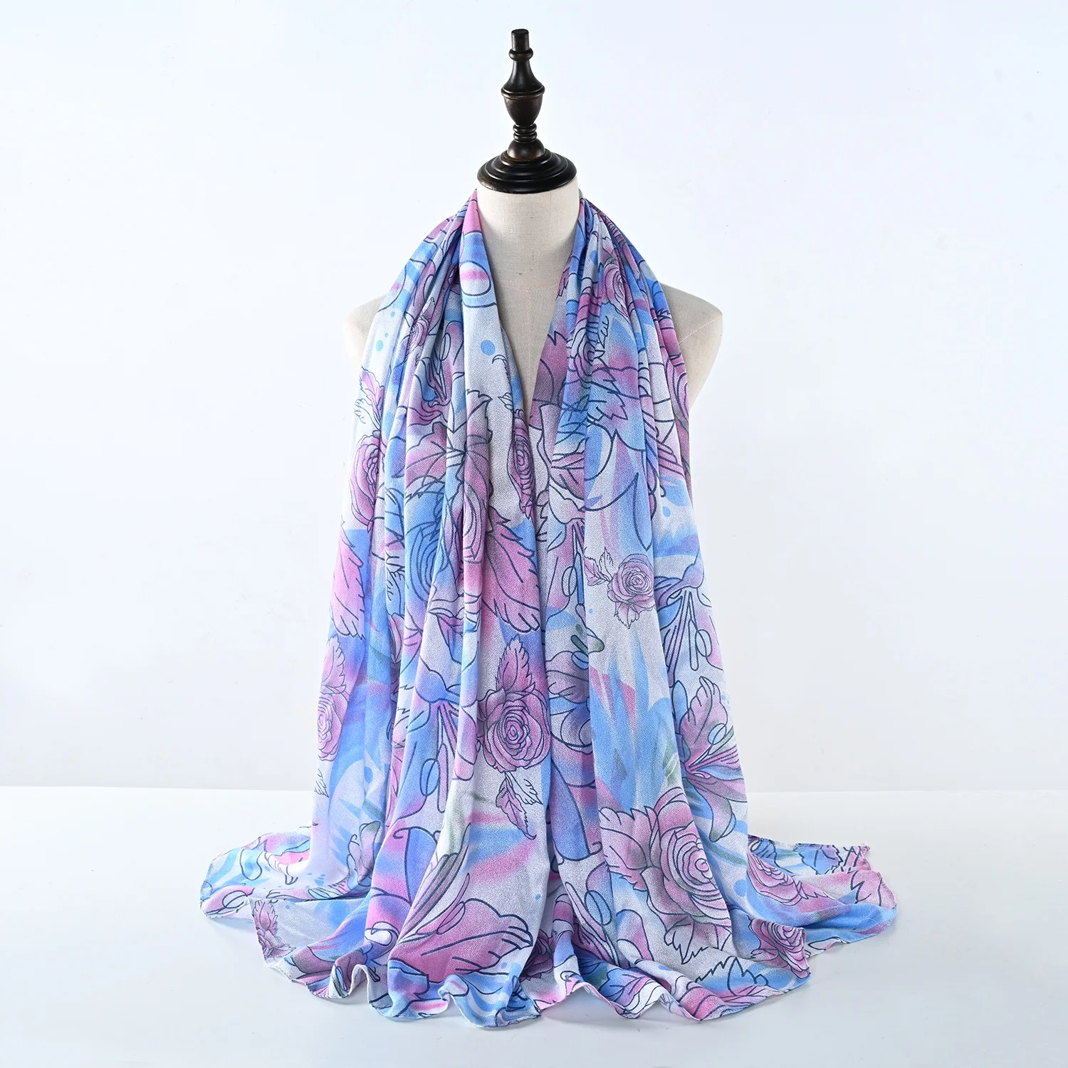 New Style Floral Printed Chiffon Hijab Women Muslim Hijabs Colorful Printed Scarves Free Sample