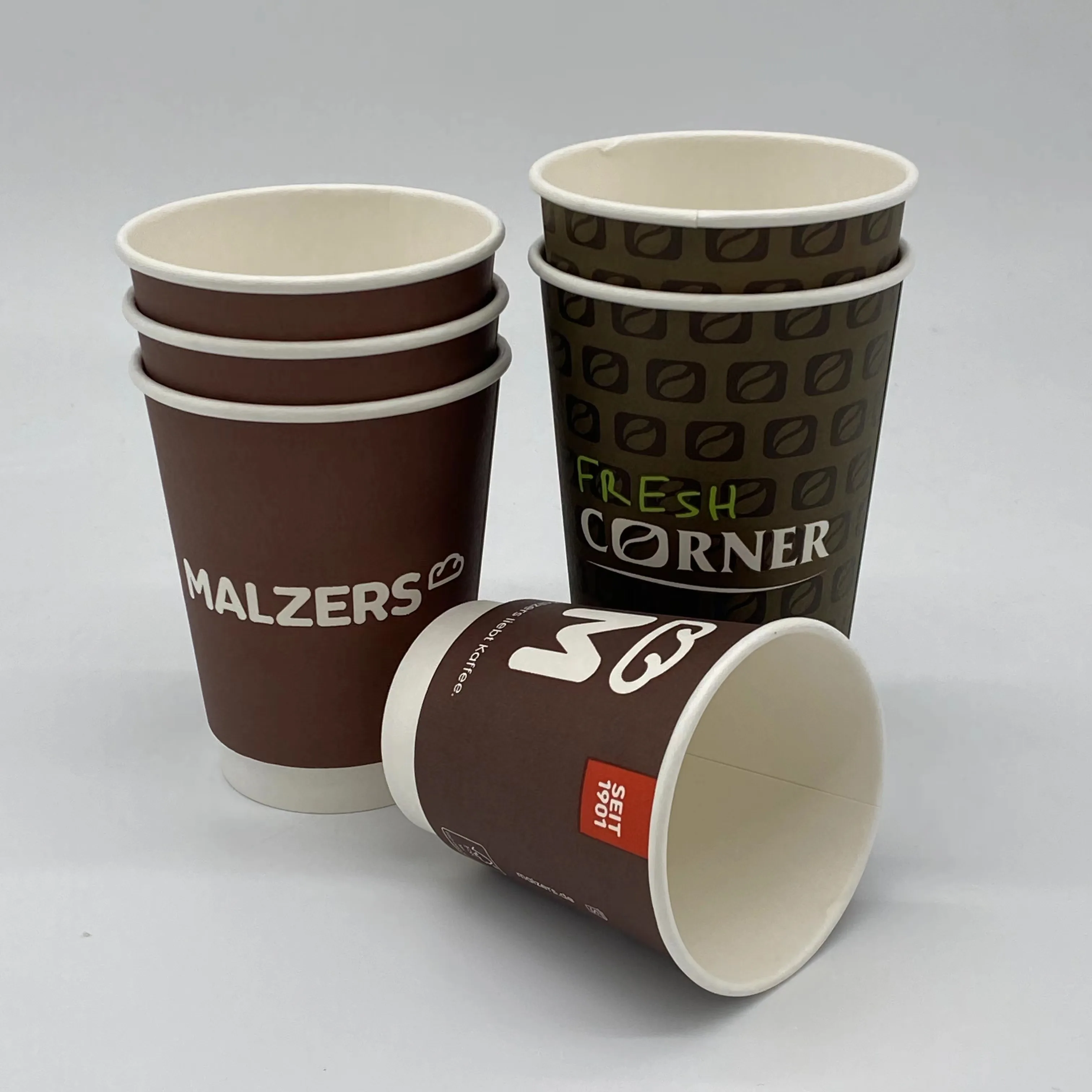 Customized print Double Wall 12 oz Paper Yogurt Drinks Beverages Take away Coffee Cup White Cardboard
