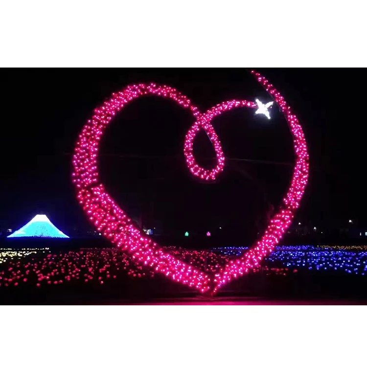 Heart shape corridor led lighted heart shape for wedding outdoor decoration 3d pink heart shape arch motif light
