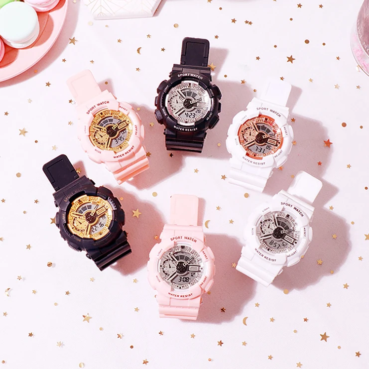 2021 simple and casual sports Large dial dual-display electronic watch for boys and girls