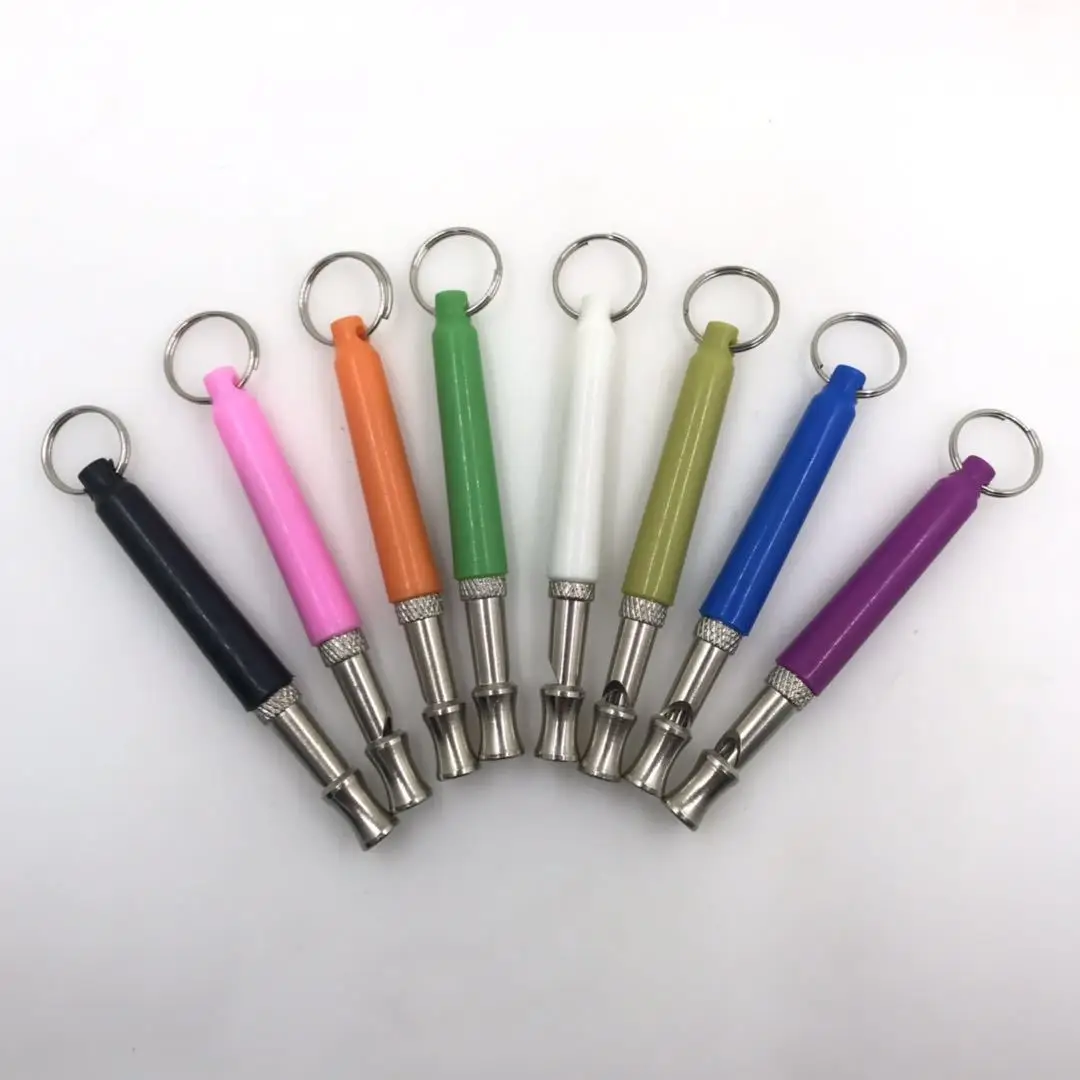 Amazon hot-selling pet training supplies multicolor adjustable ultrasonic metal dog whistle with lanyard wholesale 2021