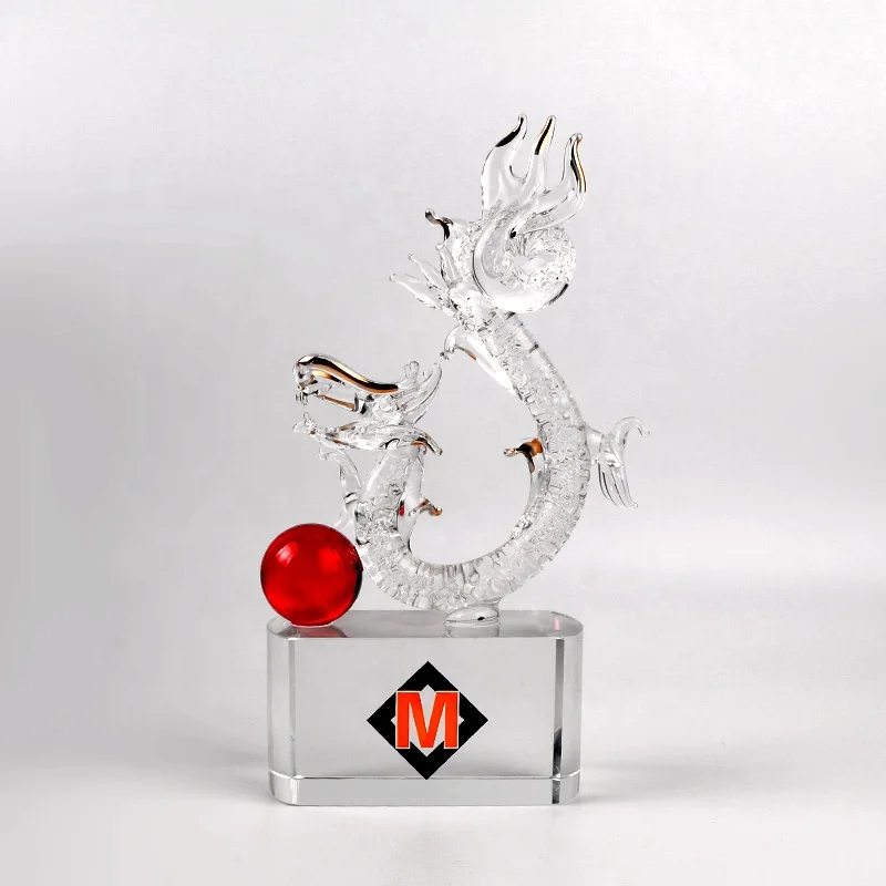 Custom Design High Quality Crystal Dragon Ball Boat Trophy With Engraving Logo Base