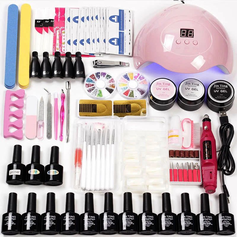 Wholesale extension diy polish poly nail gel set kit with uv lamp for nail salon
