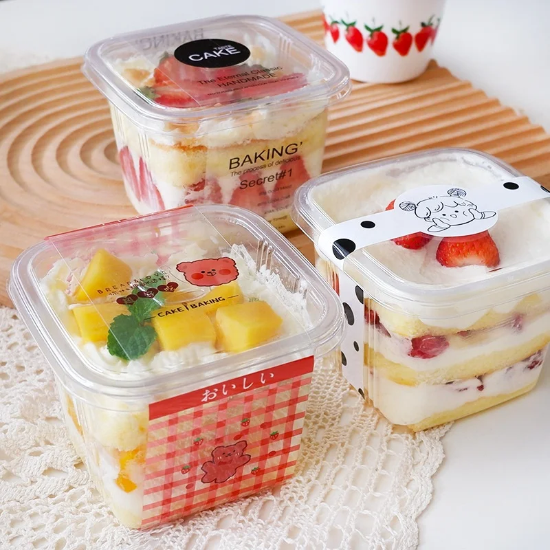 Square Clear Plastic Mousse Cake Box Gift Package Storage Box Wedding Party Favor Gifts Plastic Boxes
