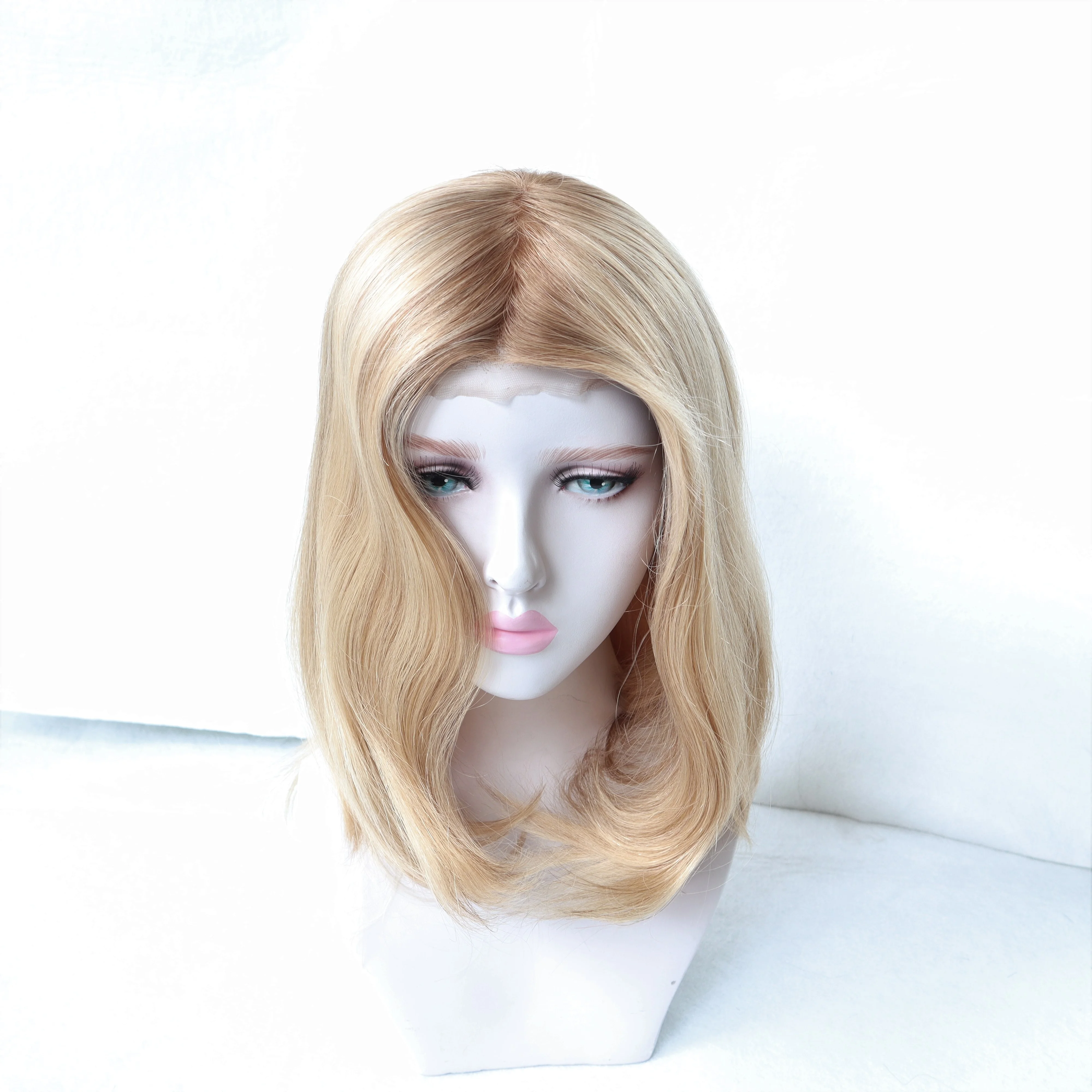 Best quality European Virgin Cuticle remy human hair Jewish wig Women Hand Tied mono top Wig with french lace front