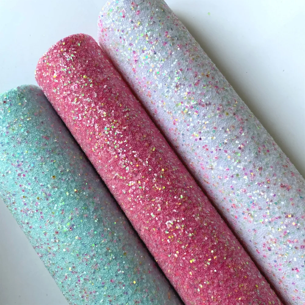 
New arrival neon chunky glitter fabric for bows 