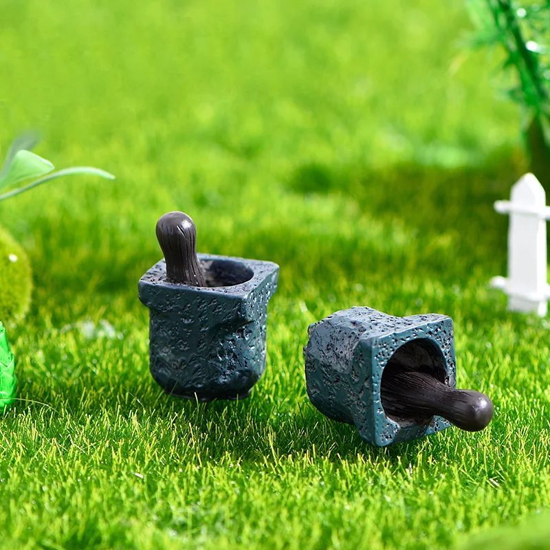 Retro Simulation Stone Mortar Miniature Micro Landscape Bonsai Aquarium Decoration Figurines