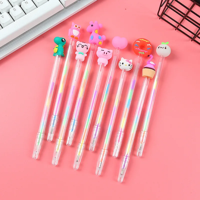 Office supplies DIY painting pen Multi color in one core gradient seven color fluorescent neutral Cartoon pen Rainbow pen