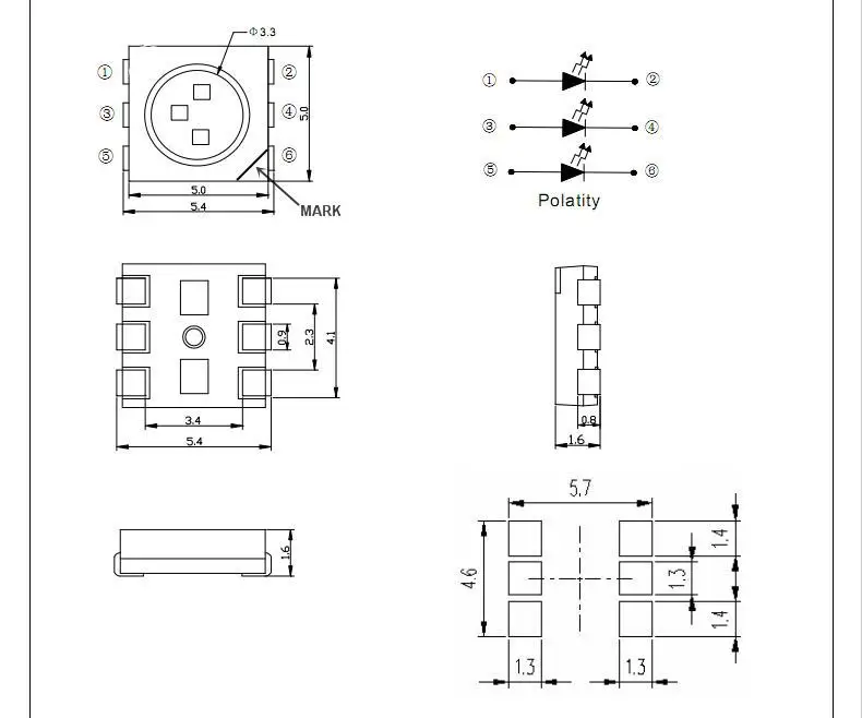 3V 6V 9V 18V 36V High pressure 3030 5050 2835 White+Warm white Chip SMD 3030 0.5W 1W Bi-color SMD LED chip