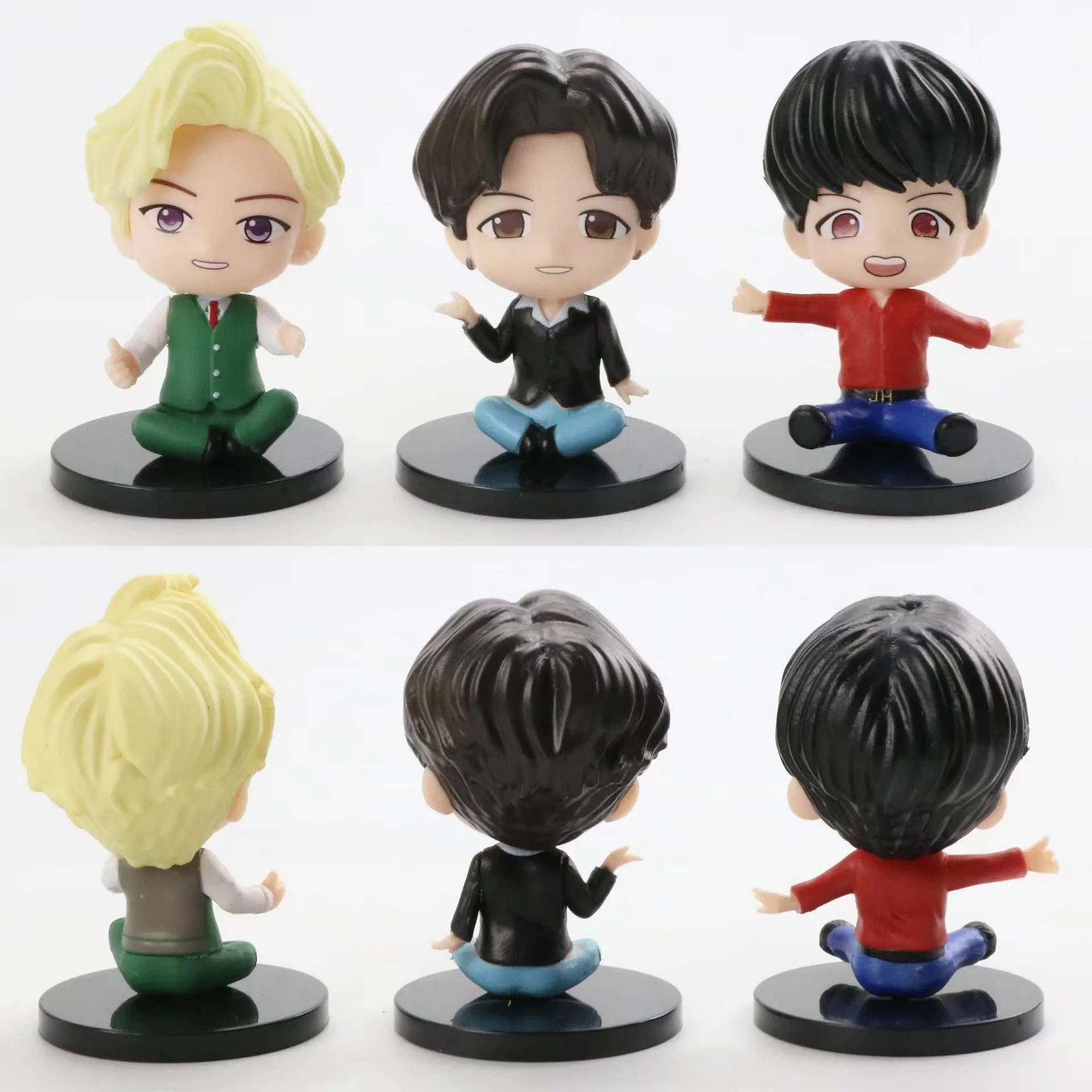 7PCS/set Bangtan Boys Groups Model Toys KPOP Star Cartoon Toy PVC Keychain Figures Car Hanging Ornaments Cake Decoration