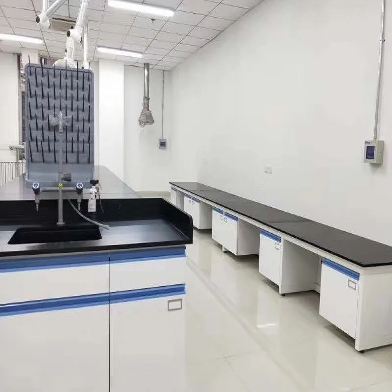 Laboratory  Wall Bench chemical resistant worktop  cold-rolled steel epoxy resin cabinet