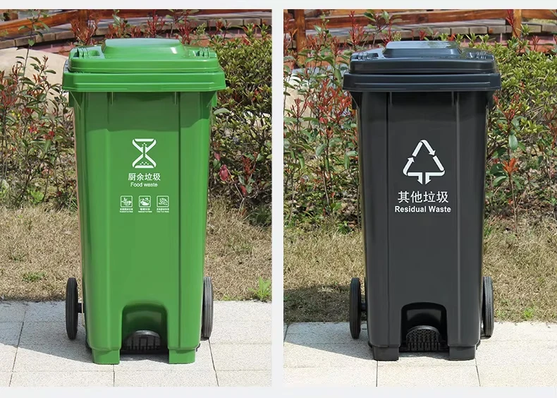 100L 120L 240L Wheeled step on plastic trash can dumpster bin recycling garbage bin outdoor dustbin for car