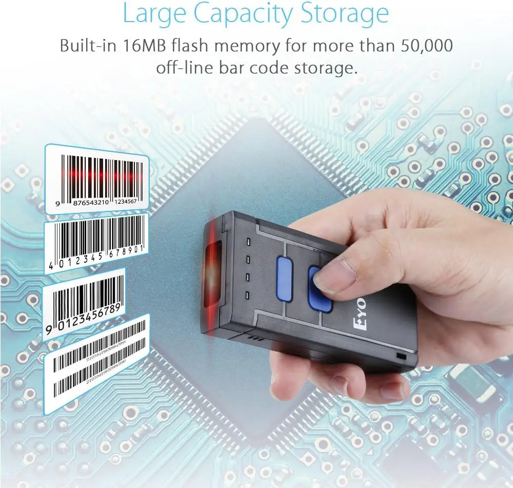 Eyoyo Portable Mini 1D 3 in 1 Bluetooth Wireless Wired Inventory Bar Code Reader Phone Barcode Scanner for iPhone Android