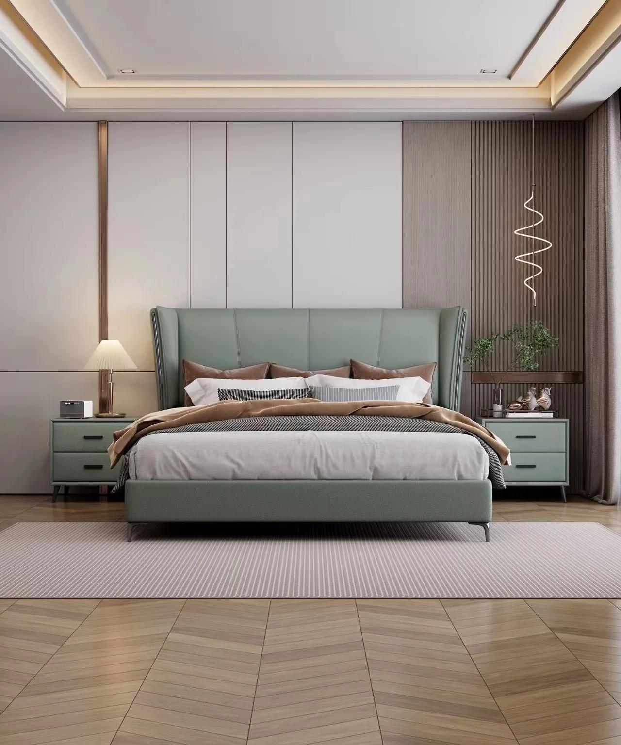Custom Made Bedroom Furniture Nordic double bed modern minimalist technology cloth master bedroom leather fabric soft bed