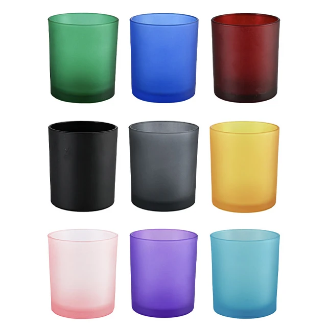 Wholesale Colorful Frosted Glass Candle Jars With Bamboo Lid For Home Direction And Gift