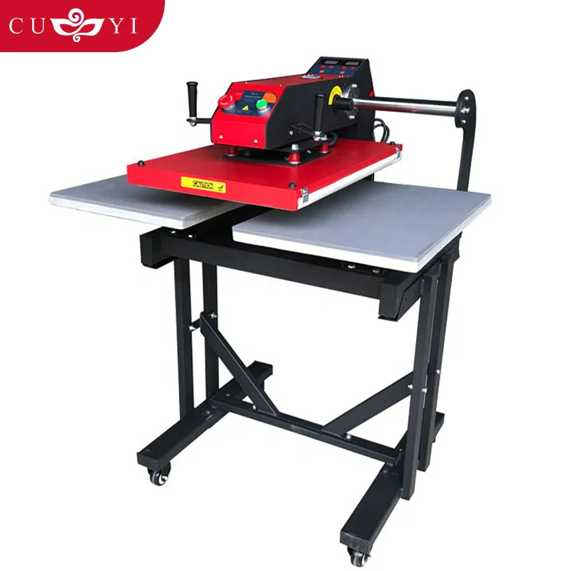 CUYI Pneumatic 40*60 cm double stations Upper slip automatic heat press machines sublimation machine for T shirt
