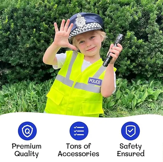 Kids police play set fancy dress costume for 3-5 years old kids,police costume for child pretend play dress up game with siren