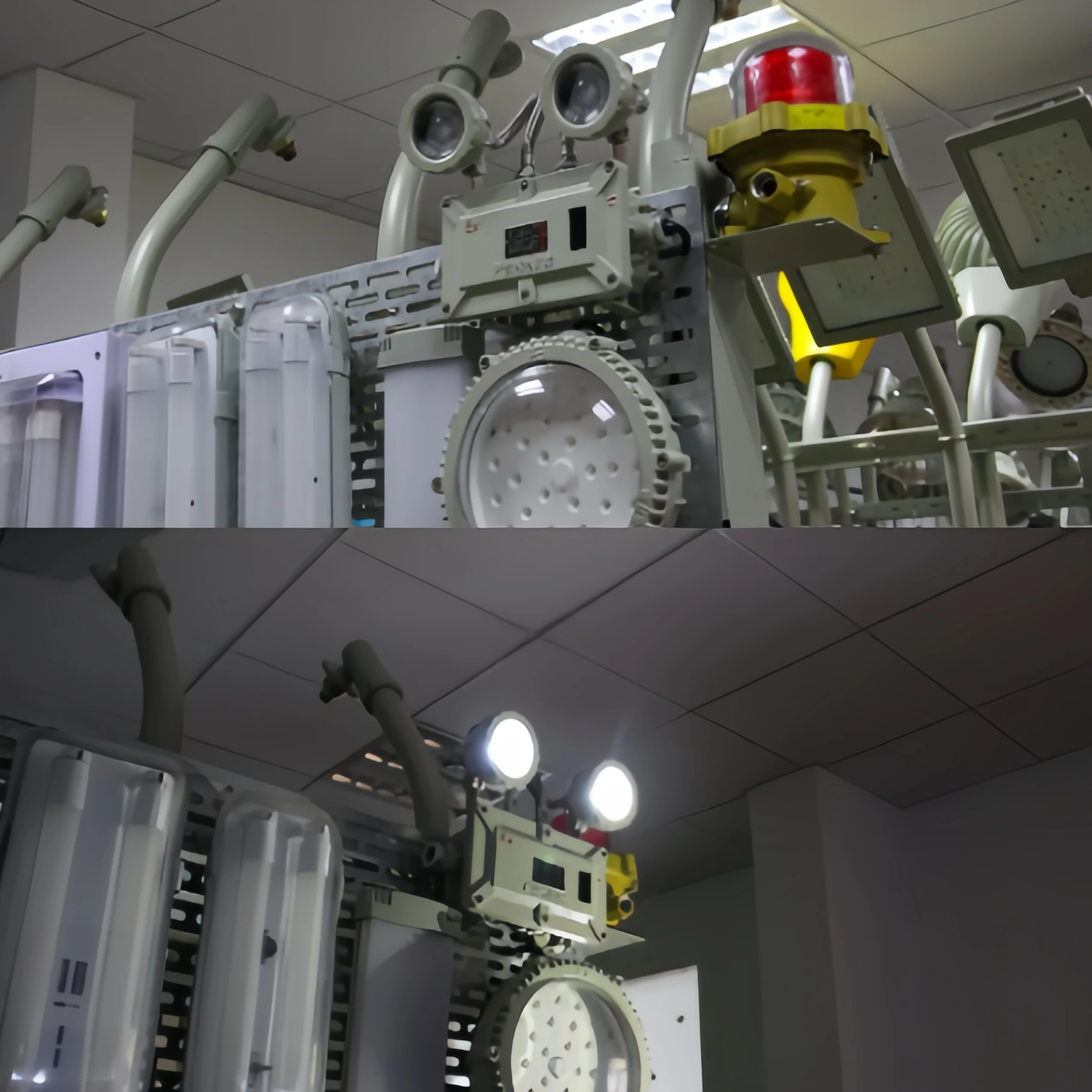 ATEX IP66 WF2 Anti Explosive Warning Light Siren Alarm Systems Red Steady Rotating Flashing Strobe Safety Fixture