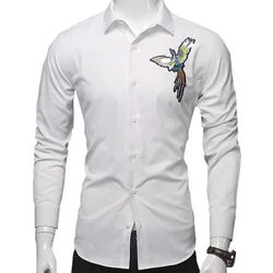 Custom 100% cotton embroidery animal logo camisas masculinas formal tuxedo dress men shirts