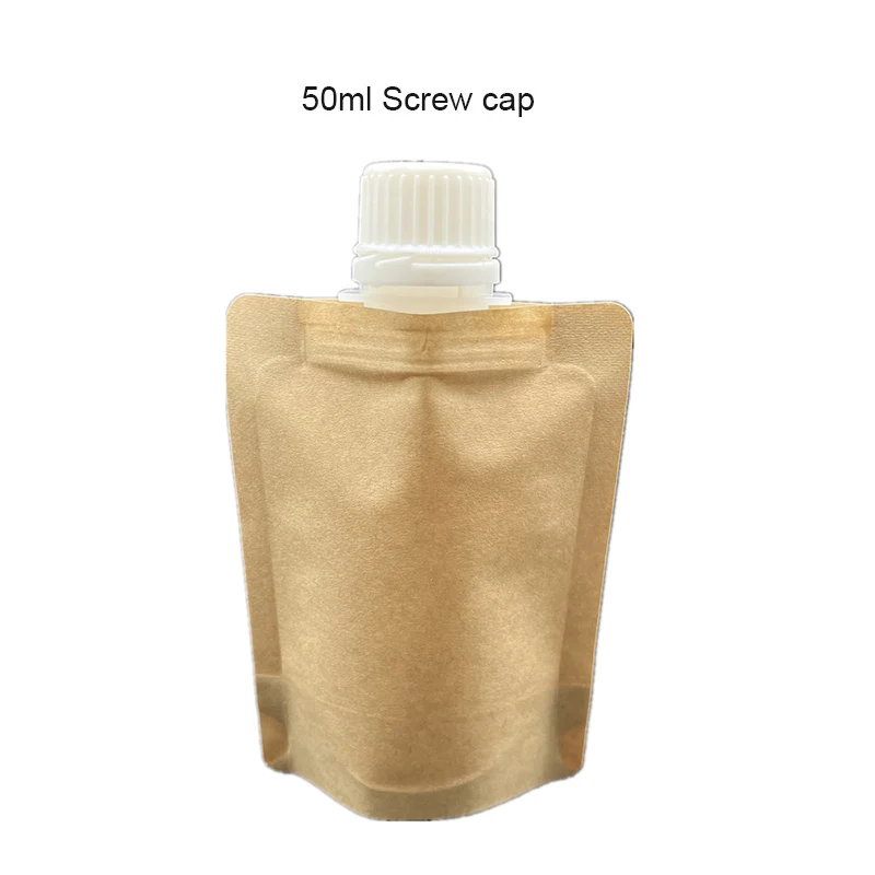 30ml 50ml 100ml 500ml 1000ml Liquid Juice eco friendly stand up kraft paper spout pouch