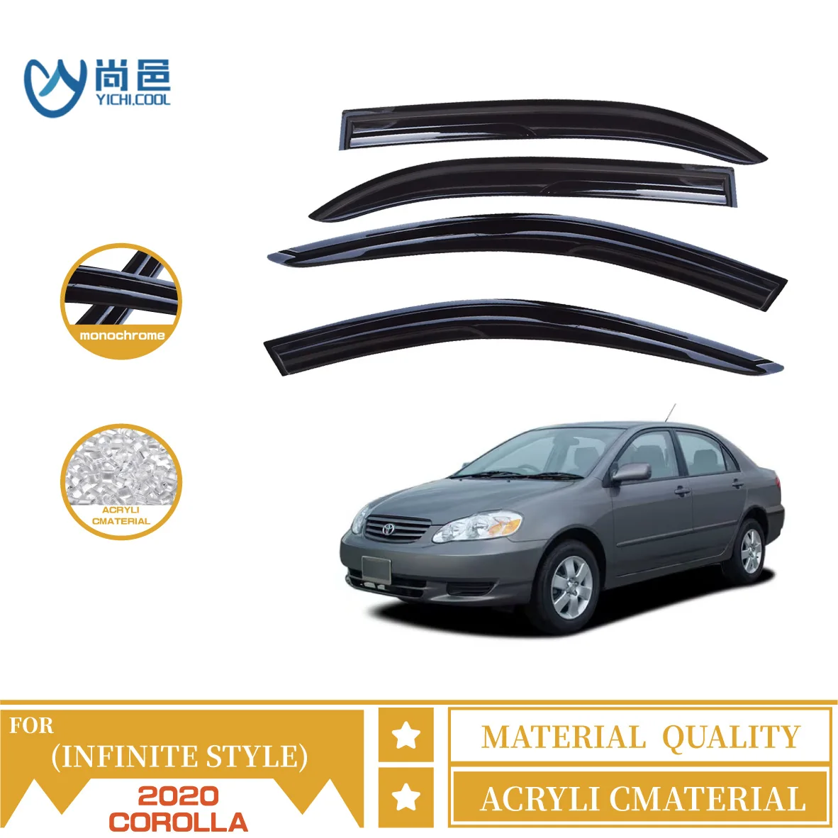 High Quality Car Door Visors 4 Pcs Rain Guard Weather Shields Protector For Toyota Corolla 1988-2021 Car Wind Deflector