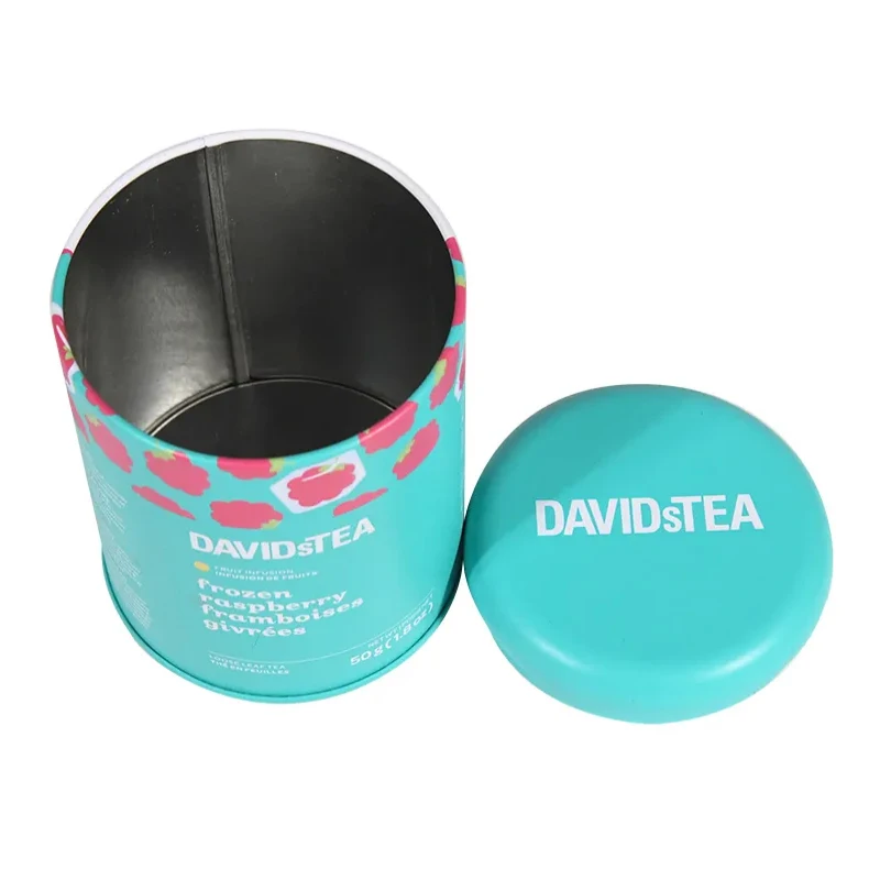 Factory Custom LOGO Print Small Jar Combination Tea Container Round Cylindrical Metal Box Coffee Tea Tins Cans Packaging For Tea