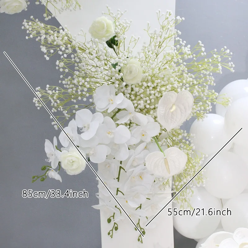 White Orchid Palm Gypsophila Artificial Flower Row Wedding Backdrop Arch Decor Hanging Corner Flower